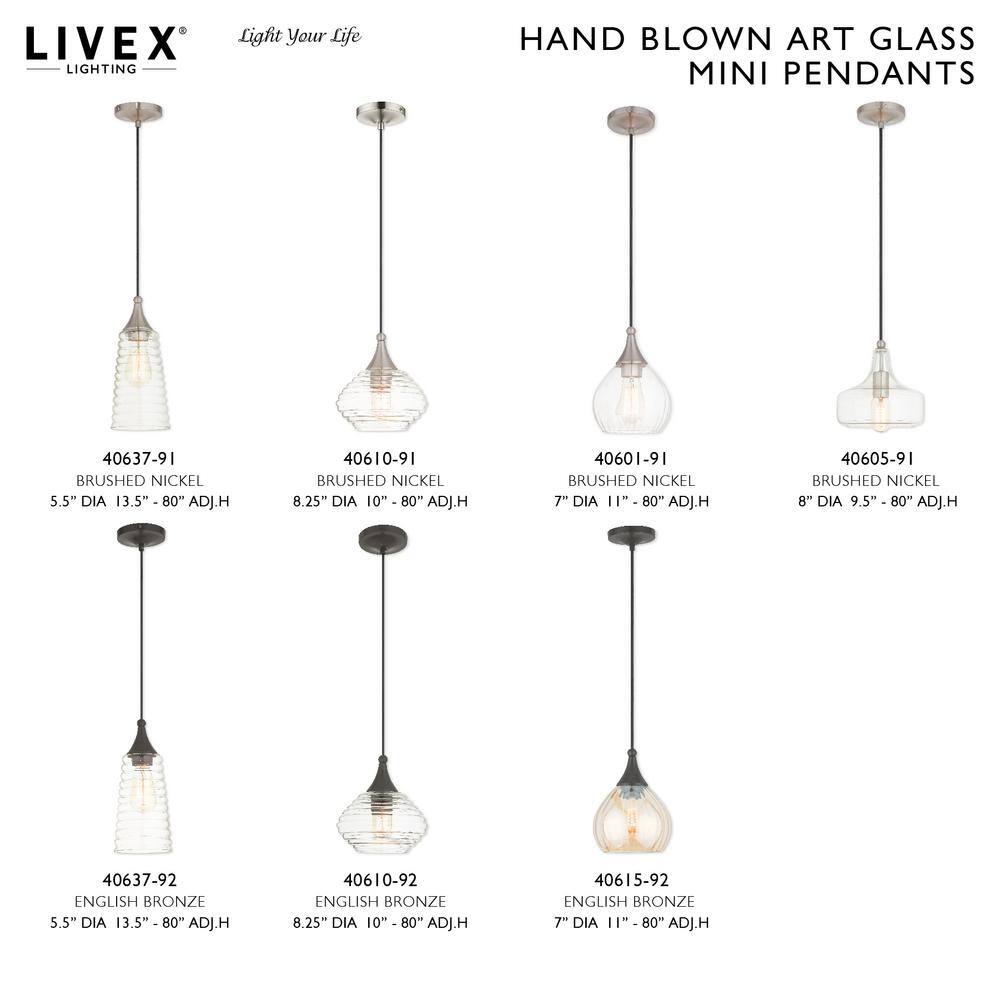 Coastal Elegance Brushed Nickel 1-Light Mini Pendant with Clear Glass