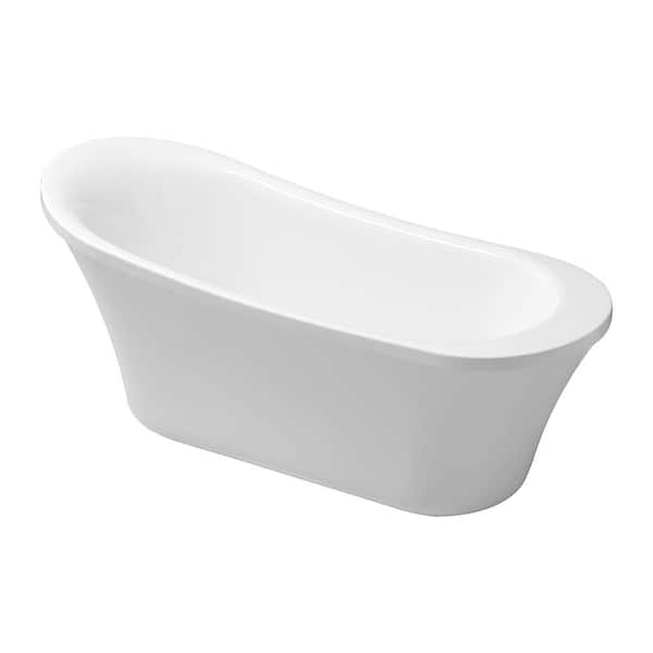 Ove Decors Ruby 65 In Acrylic Double Slipper Flatbottom Freestanding Bathtub In White Ruby65 The Home Depot