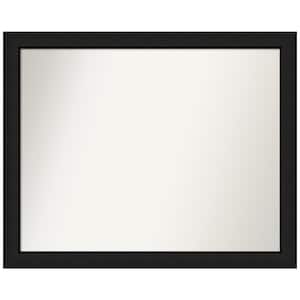 Midnight Black Narrow 31.25 in. x 25.25 in. Non-Beveled Casual Rectangle Wood Framed Wall Mirror in Black