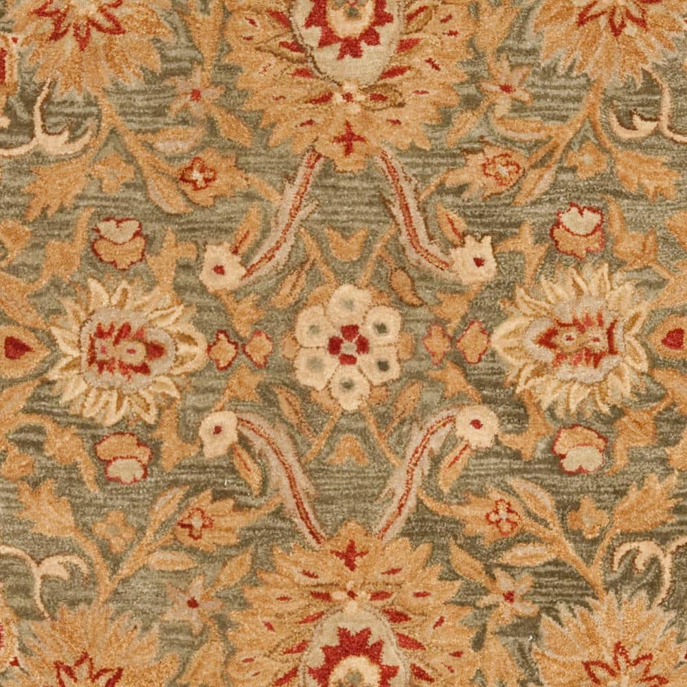 Handmade Sage and Ivory Wool Tufted Round Area Rug, 6' x 9'