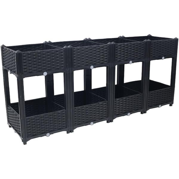 Anky 63 in. Black PP Plastic Rectangular Outdoor Raised Planter Boxe