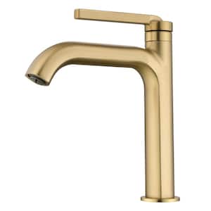 Single Hole Single-Handle Low Arc Bathroom Faucet in Brushed Gold