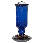 Blue Antique Square Decorative Glass Hummingbird Feeder - 16 oz. Capacity
