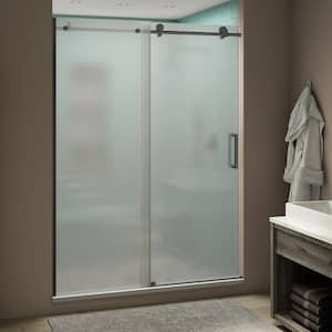 Coraline XL 44 - 48 in. x 80 in. Frameless Sliding Shower Door with Ultra-Bright Frosted Glass in Oil Rubbed Bronze
