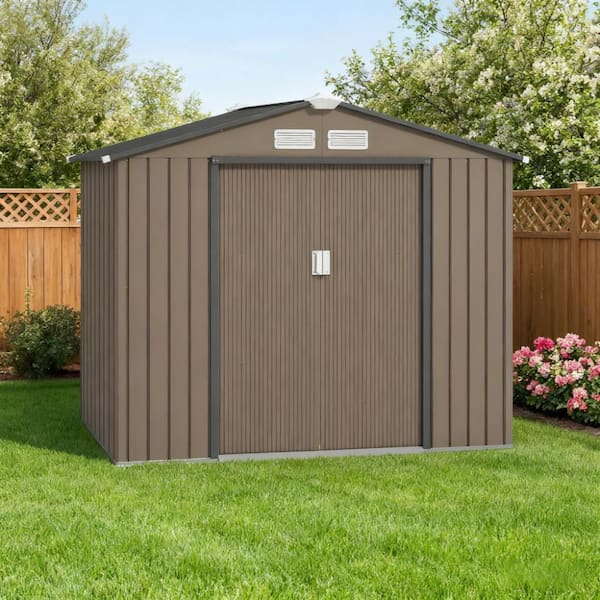 VAMOP 7 ft. W x 4 ft. D Metal Shed with Lockable Double Doors and