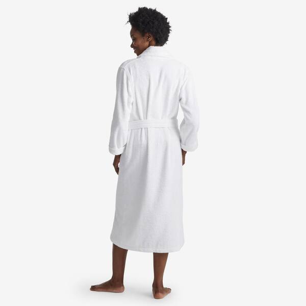 Medium Blue White Striped Men's Bathrobe Lightweight Soft 100% Cotton Spa Robe