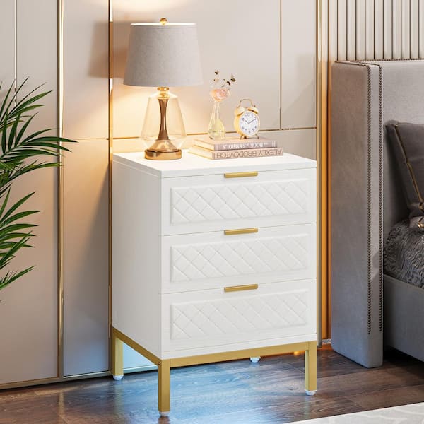 Tribesigns White 3-Drawer 24.8 in. H x 17.7 in. W x 15.8 in. D Nightstand