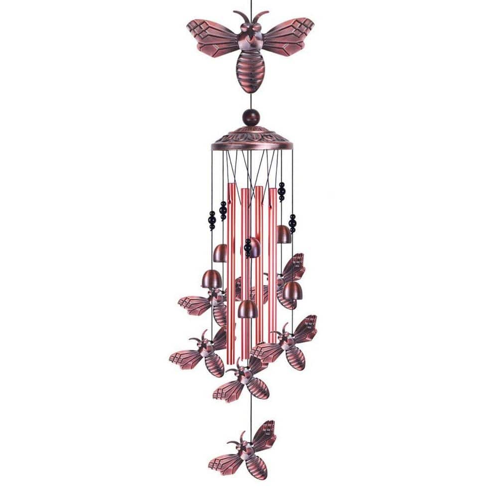 36 in. Metal Bee Wind Chimes Outdoor Indoor Decor