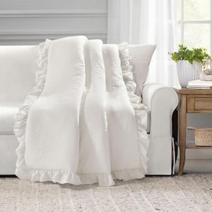 Reyna White Single Throw Blanket 50 in. x 60 in.