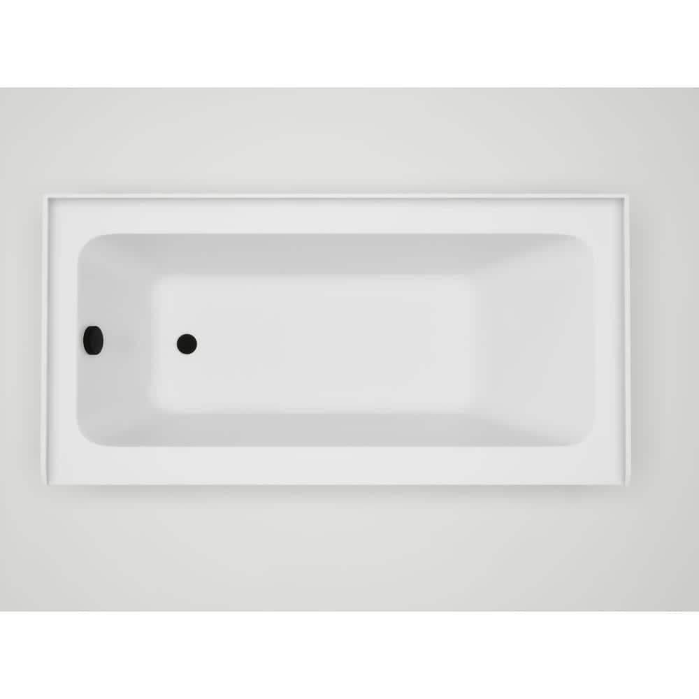 White Matte Black 60" Acrylic Alcove Skirt Bathtub