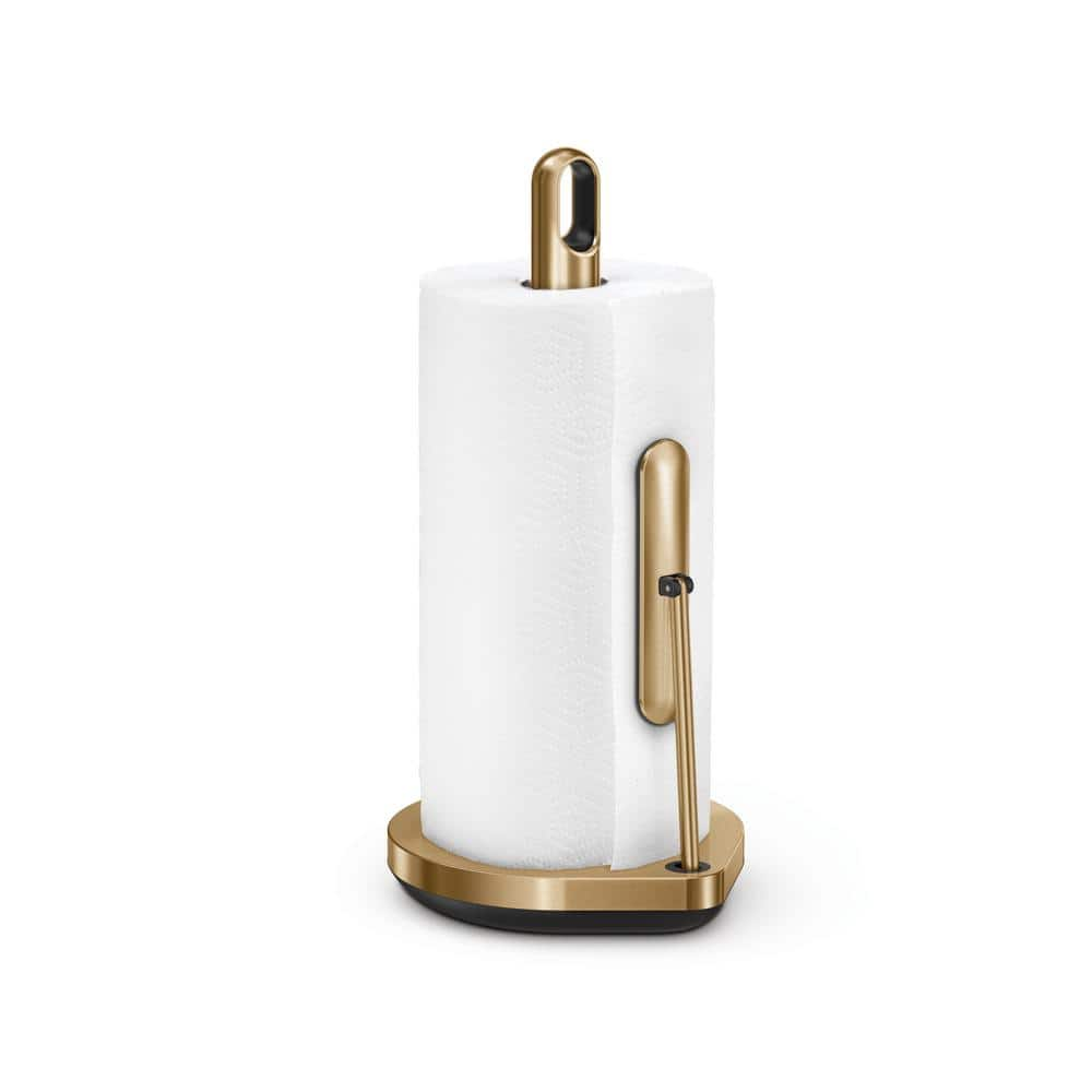 simplehuman Tension Arm Paper Towel Holder, Brass Stainless Steel