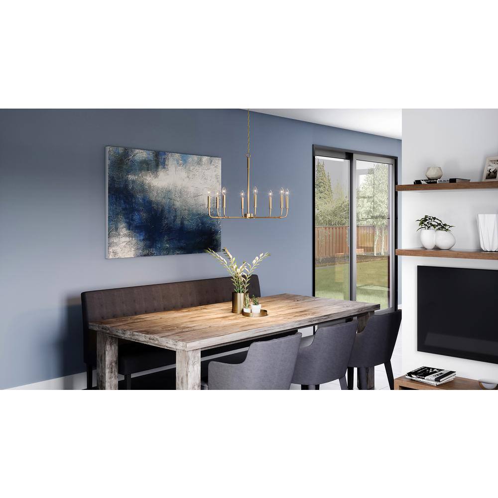 Aged Brass 8-Light Candle Chandelier with Steel Frame