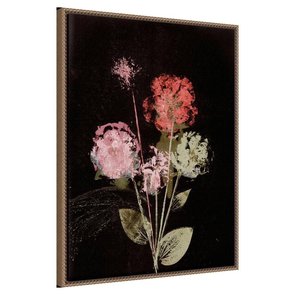 Large Beaded Framed Abstract Floral Canvas Wall Art
