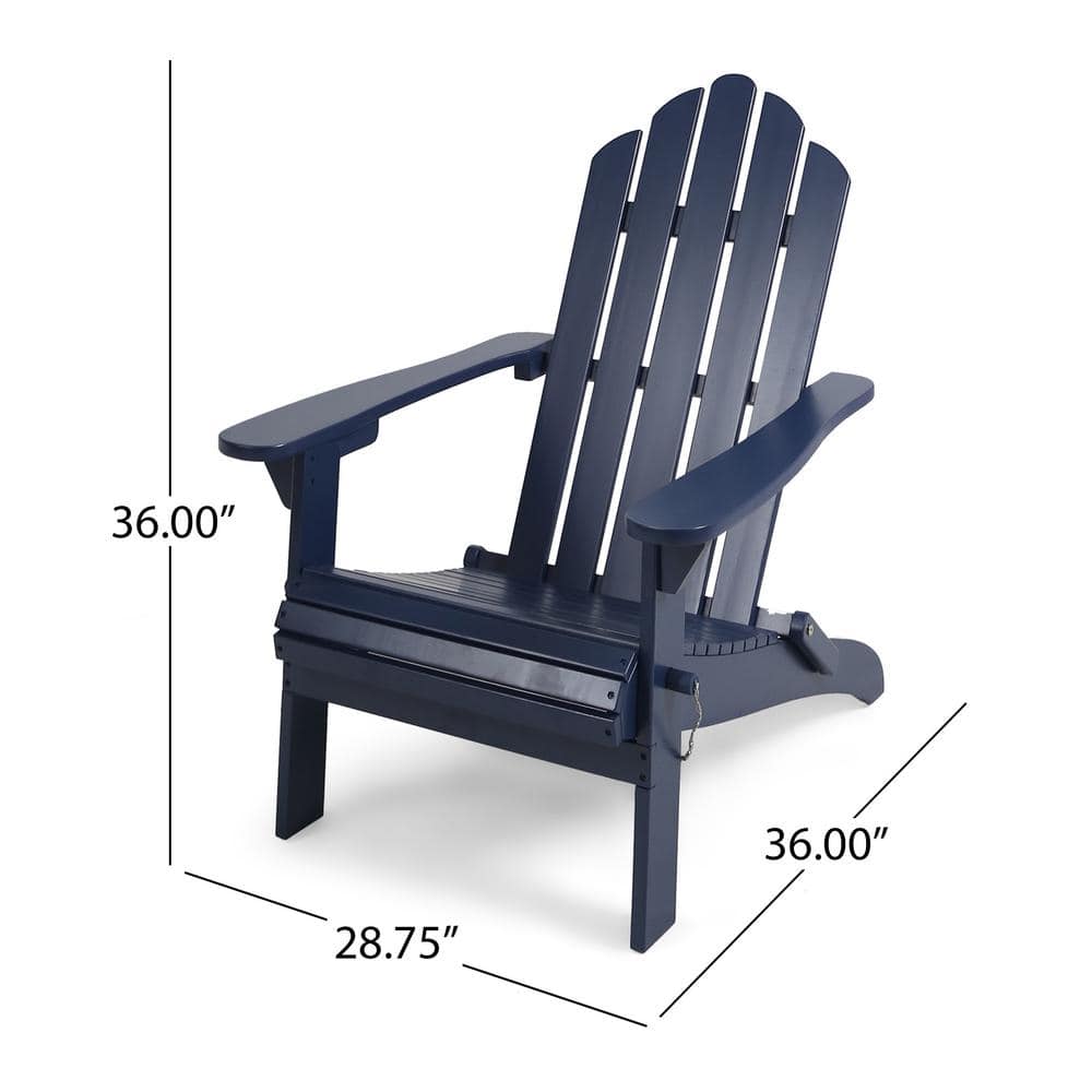 Harlee Mid-Century Blue Foldable Acacia Wood Adirondack Chair