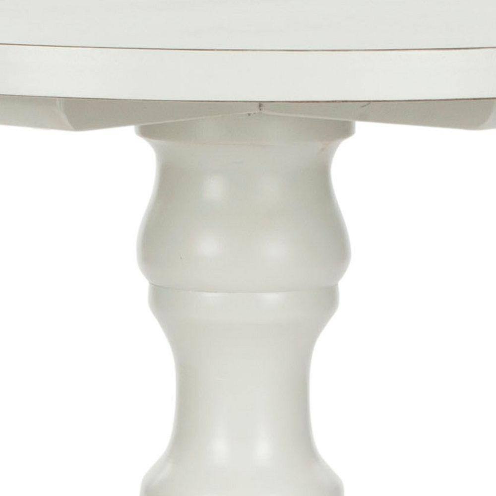 Greta White Wood Round Accent Table
