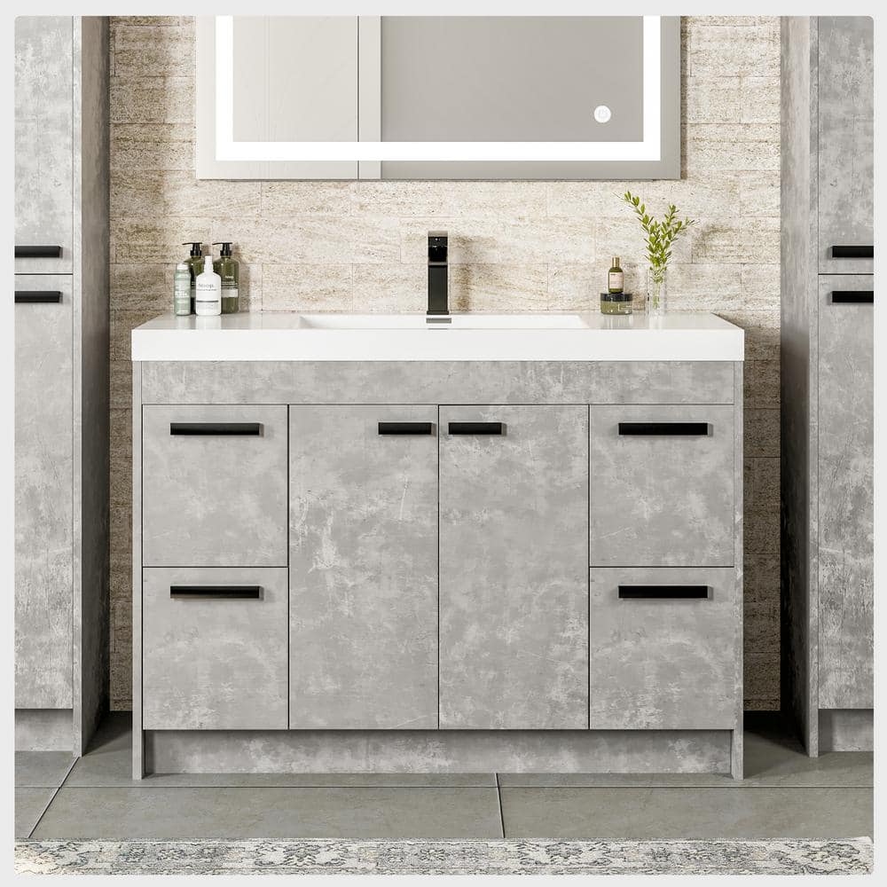 Eviva Lugano 48 in. W x 20 in. D Single Sink Concrete Gray Bath Vanity ...