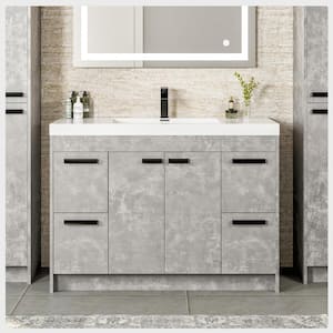 Lugano 48 in. W x 20 in. D x 36 in. H Single Bath Vanity in Cement Gray with White Acrylic Top and White Integrated Sink