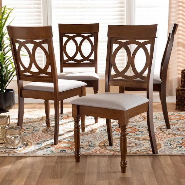Lucie Grey and Walnut Fabric Dining Chair (Set of 4)