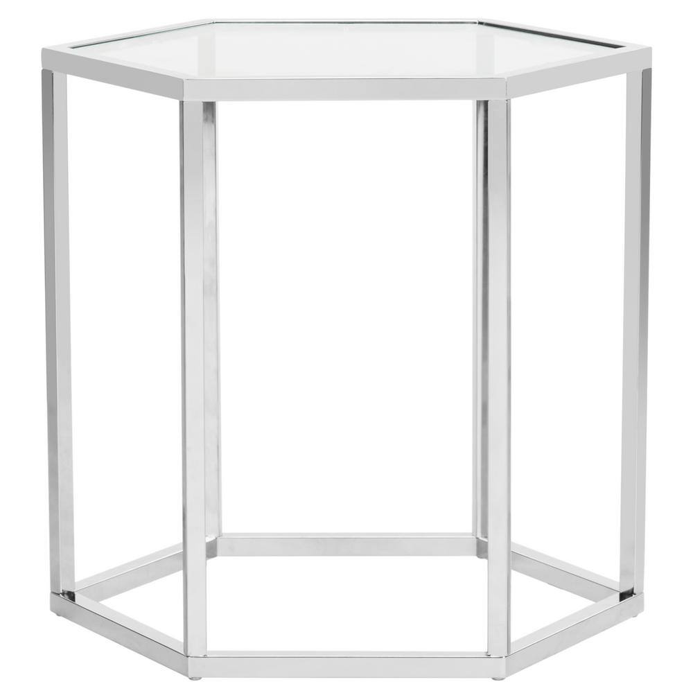 Teagan Chrome Hexagonal Glass End Table