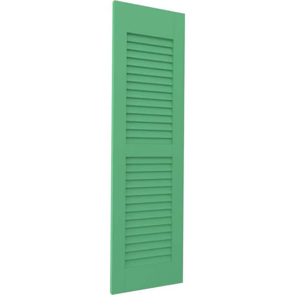 Ekena Millwork 18 in. W x 51 in. H Americraft 2-Equal Louver Exterior Real Wood Shutters Pair in Lily Pads