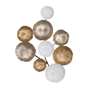 Anky Contemporary Metal Golden plus White Wall Decor Accent