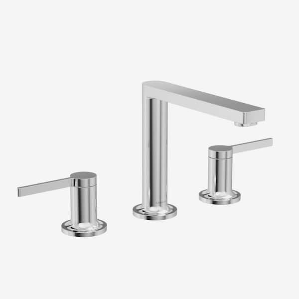 TINIAN 8 in. Widespread Double Handles Bathroom Faucet in Polished Chrome Valve Included (1-Pack)