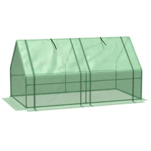 3 ft. W x 6 ft. D Green Mini portable Greenhouse with Large Zipper Doors and Water/UV PE Cover