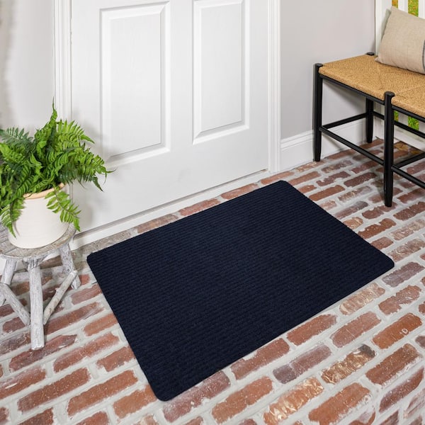 Striped Utility Mat Indigo Indoor/Outdoor 18 in. x 30 in. Utility Door Mat
