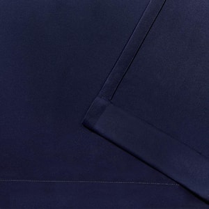 Sateen Peacoat Blue Solid Woven Room Darkening Grommet Top Curtain, 52 in. W x 84 in. L (Set of 2)