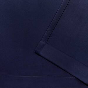 Sateen Peacoat Blue Solid Woven Room Darkening Grommet Top Curtain, 52 in. W x 96 in. L (Set of 2)