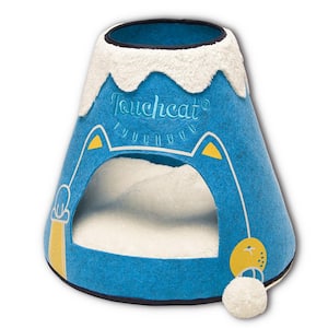 Blue and White Molten Lava Designer Triangular Cat Pet Kitty House Bed
