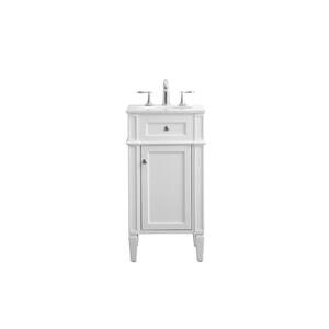 Simply Living 18 in. W x 19 in. D x 35 in. H Bath Vanity in White with Carrara White Marble Top