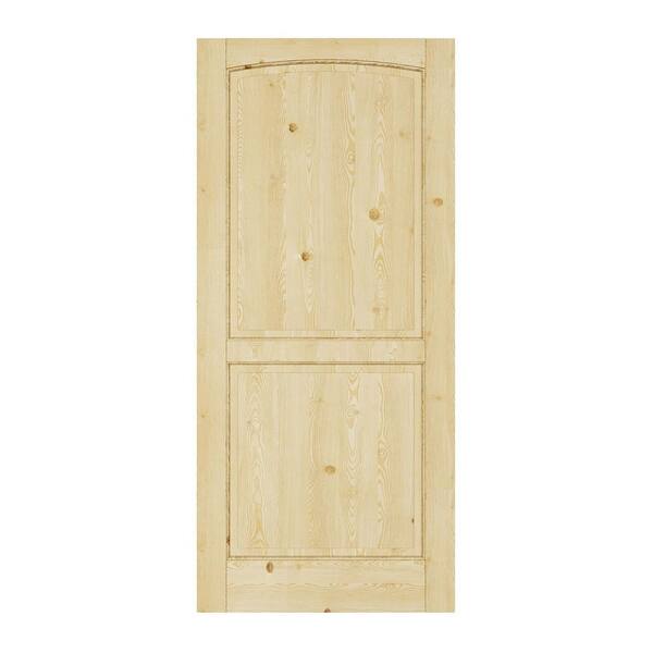 ARK DESIGN 36 in. x 80 in. Arch 2-Panel No Bore Solid Core Unfinished Pine Wood Textured Interior Door Slab