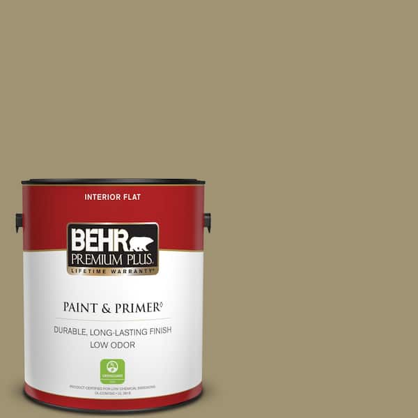 BEHR PREMIUM PLUS 1 gal. #380F-6 River Bank Flat Low Odor Interior Paint & Primer