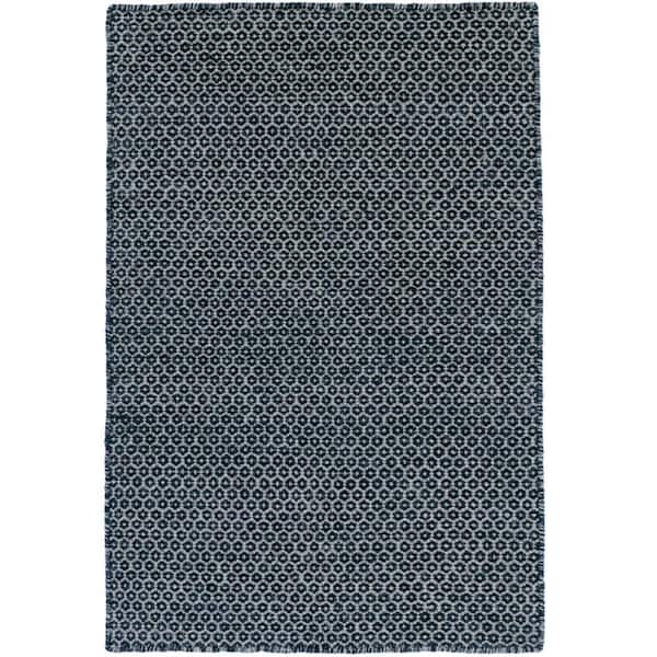 Honeycomb Handwoven Wool Indigo/Grey 8 ft. x 10 ft. Indoor Area Rug