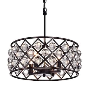 Azha 4-Light Glam Oil Rubbed Bronze Drum Chandelier with Crystal Spheres