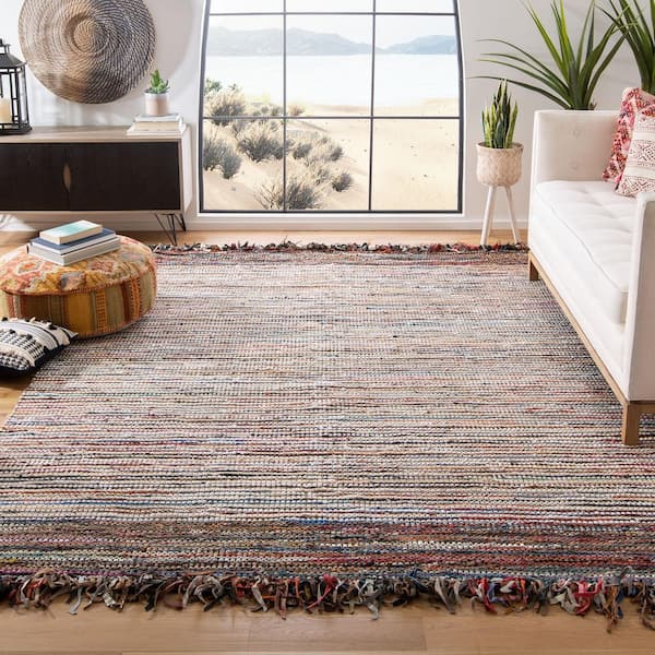 Vintage Leather 8 ft. x 10 ft. Multi Rustic Striped Area Rug