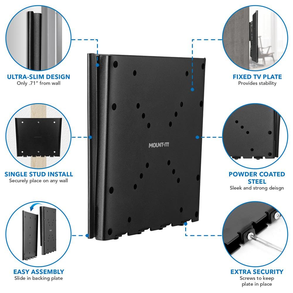 Heavy Gauge Steel Low Profile Fixed TV Wall Mount for 23"-42" Screens