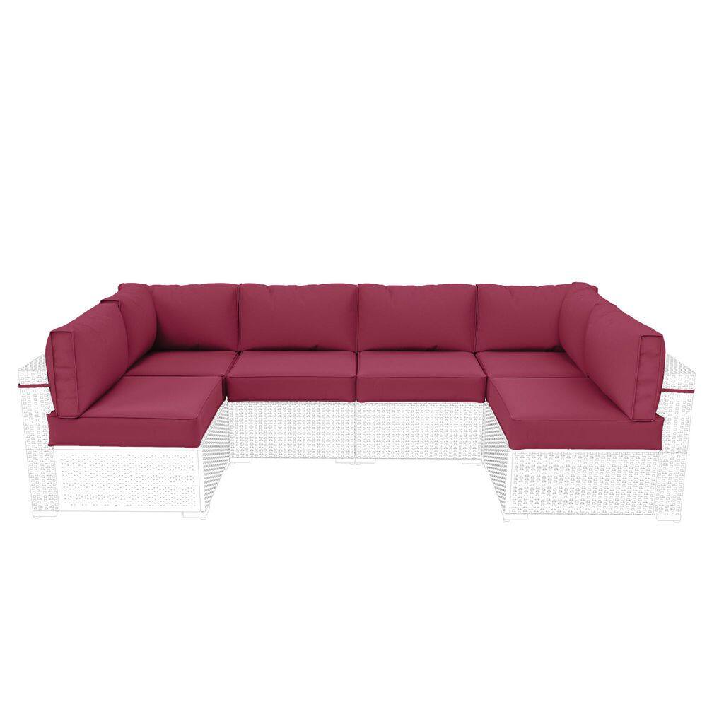 26 in. x 26 in. x 5 in. (14-Piece) Deep Seat Outdoor Sectional Cushion Set Waterproof Replacement Cushions Fuchsia Red price history on PriceWatchPro