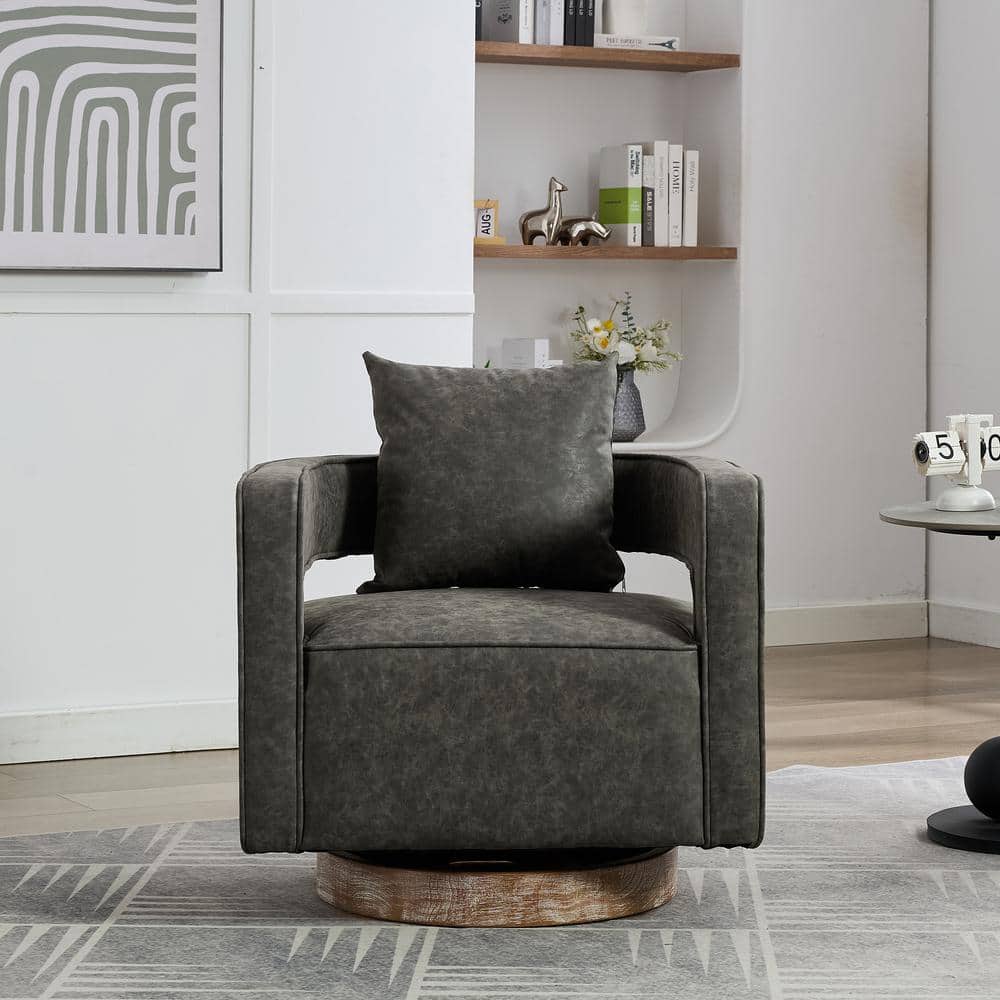 29.1 in. W Versatile 360° Swivel PU Blend Accent Chair with Plush Cushion 