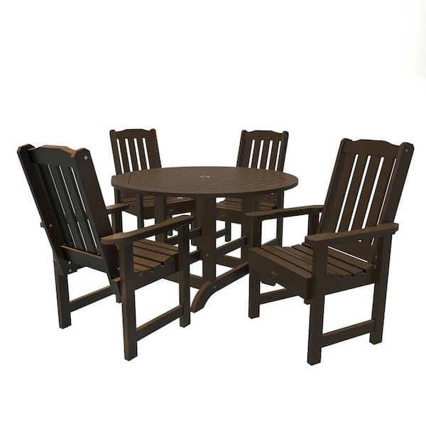 Highwood Springville 5-Pieces Round Recycled Plastic Outdoor Dining Set