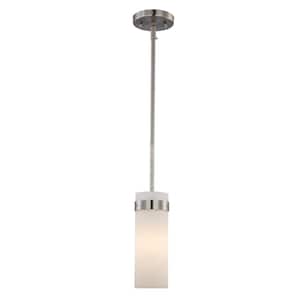Crosby 1-Light Brushed Nickel Mini Pendant Light Fixture with Frosted Glass Shade