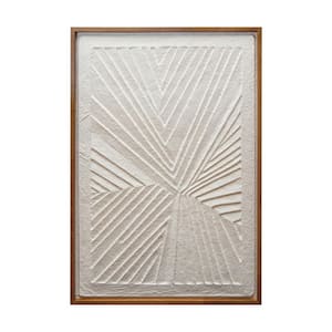 25.62 in. x 37.37 in. White Handmade Paper Textured Wall Art
