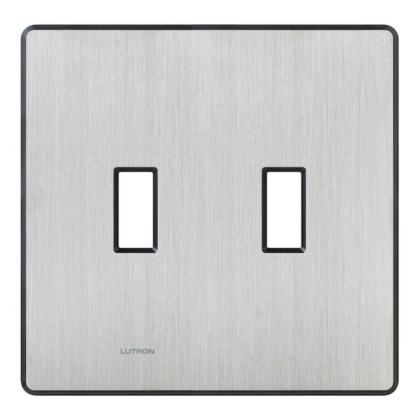 Lutron Fassada 2 Gang Toggle Switch Cover Plate for Dimmers and Switches, Stainless Steel (FW-2-SS)