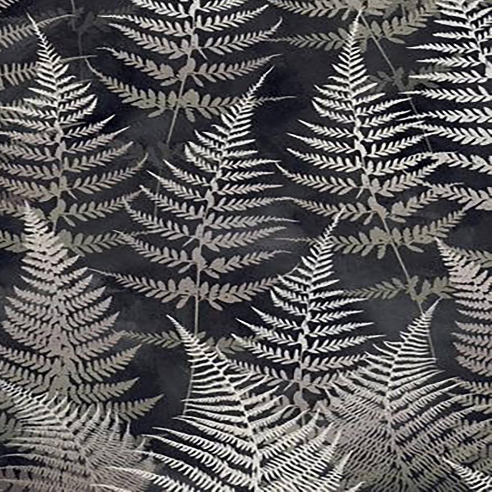 Charcoal and Silver Fern Pattern Removable Wallpaper Roll