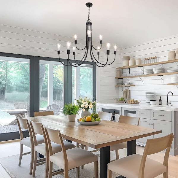 LNC 51 in. Modern 9-Light Black Island Tiered Chandelier