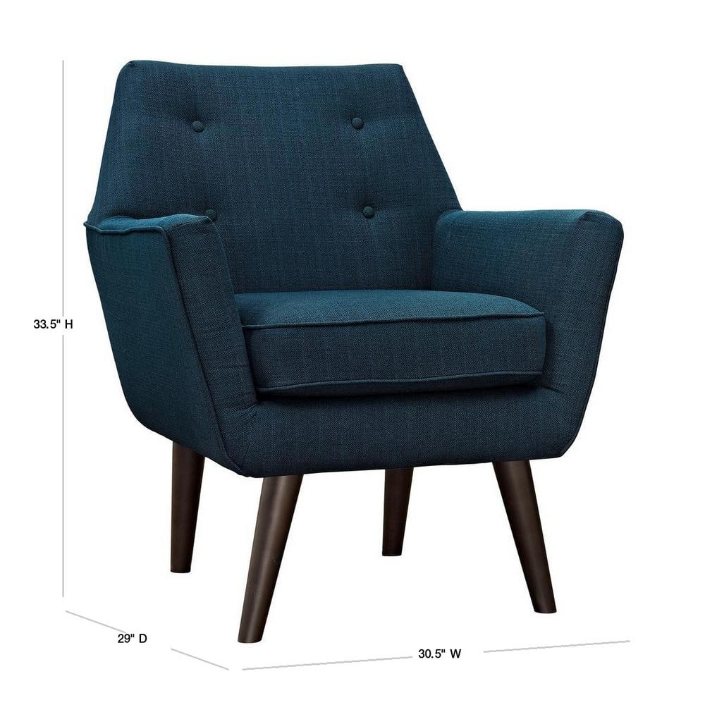 Azure Mid-Century Modern Button-Tufted Accent Chair