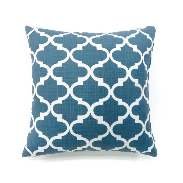 Xia Blue Geometric Polyester 22 in. x 22 in. Throw Pillow