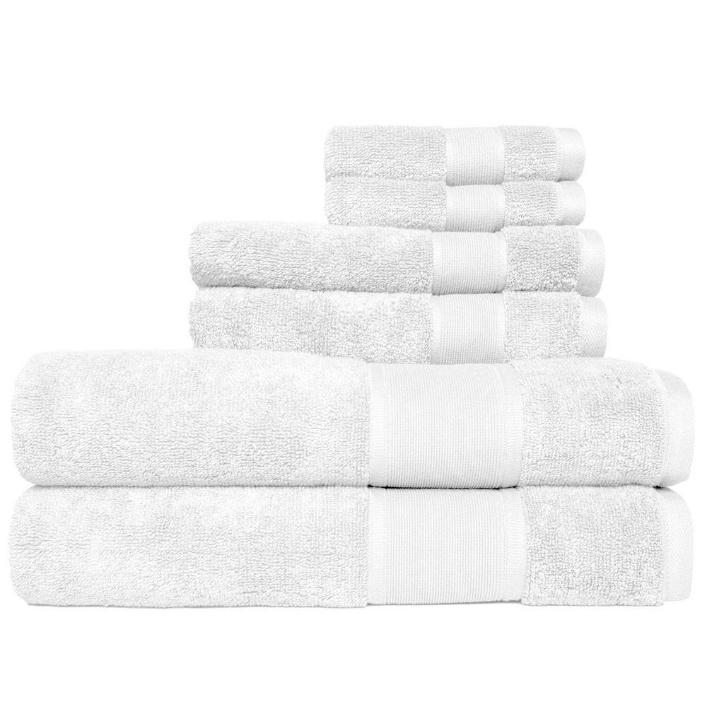 Avoca 6Piece White Dobby Aerospun Cotton Bath Towel Set 6486T7W100