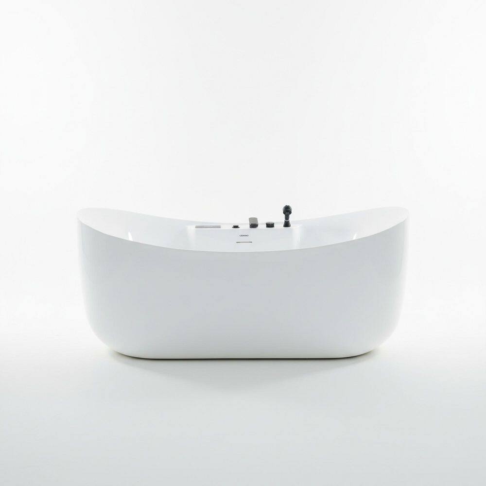 70.87 in. x 31.5 in. Freestanding Soaking Bathtub with Center Drain Matte Black Faucet, 12 Jets, 10 Air Bubbles in White price history on PriceWatchPro